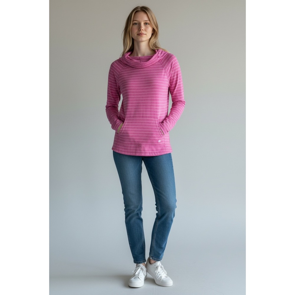 GapFit Pink Striped Hooded Top Size Medium